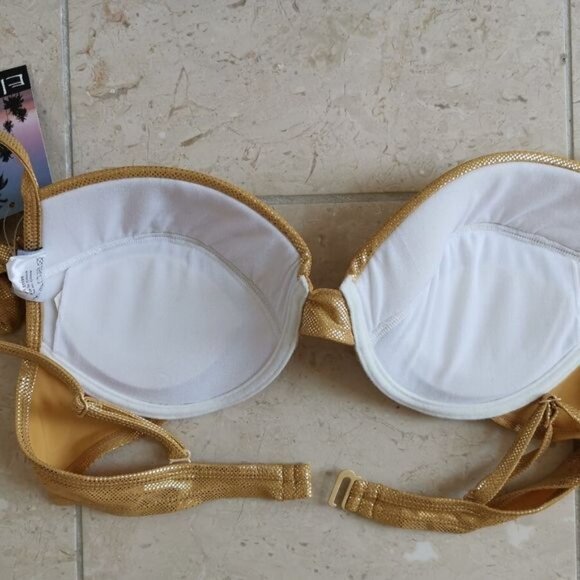 Nwt gold lame bikini two piece bathing suit swimsuit size 14 C cup - Picture 8 of 10